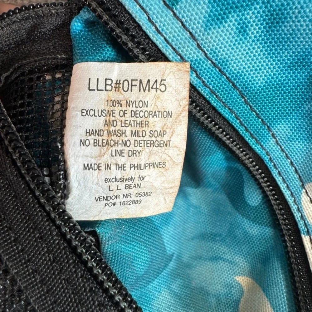 L.L. Bean Blue Floral Toiletry Bag Hanging Travel Organizer LAS Initials